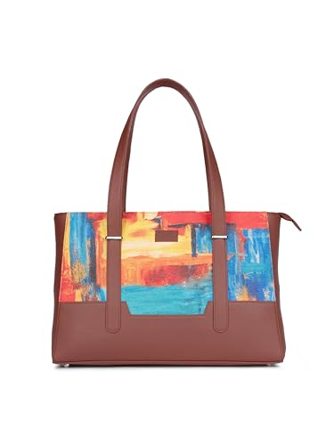 Image of ZOUK Handcrafted Vegan Leather Travel Tote Bag for Women with Multiple Compartments | Spacious Water-Resistant Shoulder Bag for Travel, Vacation, Day Trips |