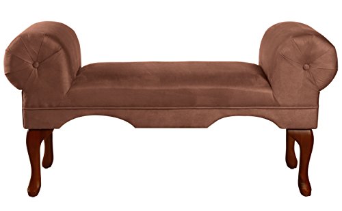 Acme Furniture Aston Upholstered Microfiber Rolled Arm Bench in Chocolate