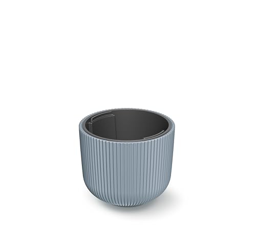 HappyFlower Blumentopf Modell Nr. PRX004 Größe 24 cm Pflanzkübel aus Kunststoff inkl. Einsatz, Runde Form, Übertöpf (Hellgrau, ⌀ 23,9 cm, H 19,7 cm)