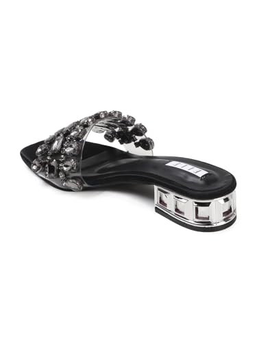 Image of ELLE Women's Embellished Gemstone Sandal - Low Heel Glamour Wedding Sandals