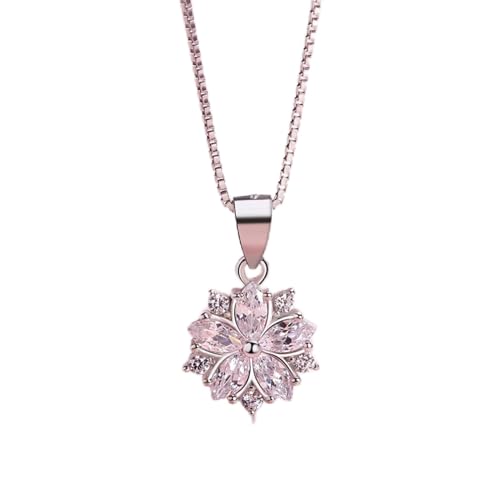 Collier fleur cerise argent sterling de haute qualité en cristal scintillant