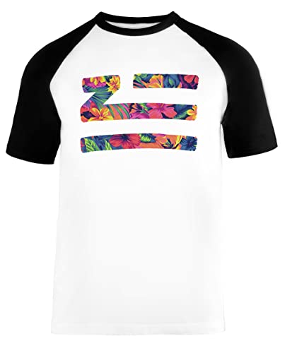 T-Shirt Baseball Manches Courtes Raglan au Contraste Blanc et Noir