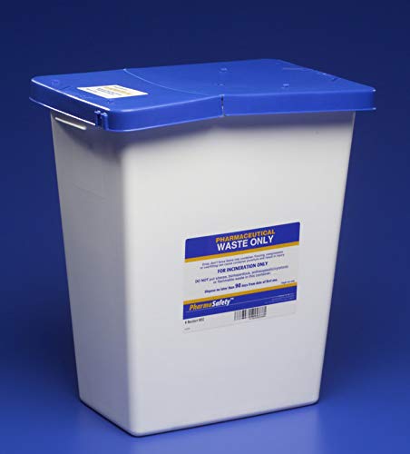 Image of Multi-Purpose Sharps Container Pharmasafety 1-Piece 17.75h X 11w X 15.5d Inch 8 Gallon White Base Hinged Lid Sold by Each
