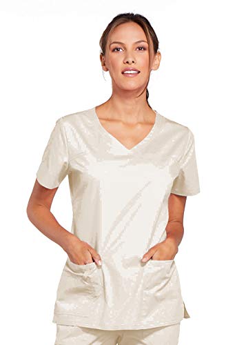 Cherokee Women's Workwear Scrubs Core Stretch V-Neck Top, Khaki, Small