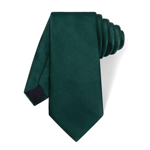 Image of YourTies Skinny Ties for Men Satin 2.4 inch Slim Necktie with Pocket Square Tie Clip Set Solid Color Wedding Party Business