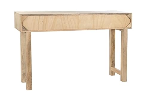 Konsolentisch für den Eingangsbereich mit 2 Schubladen, aus Mangoholz und Rattan, 120 x 35 x 77 cm