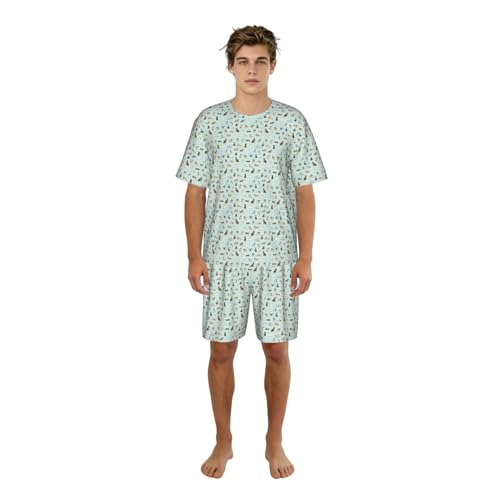 Pyjama 2 pièces homme imprimé chien vêtement de nuit léger et doux