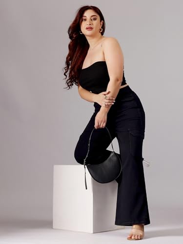 Image of Miss Chase A+ Women's High Rise Regular-Length Stretchable Denim Wide-Leg Shaping Jeans