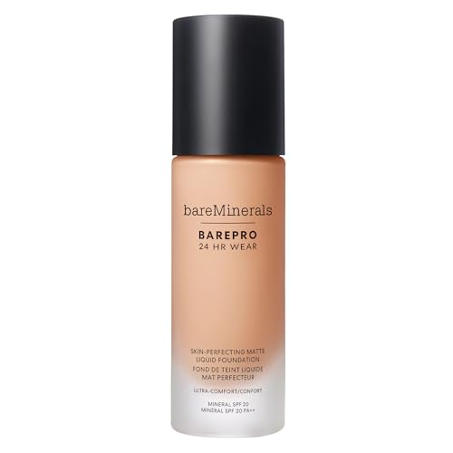 bareMinerals Barepro 24HR Wear Matte Liquid Foundation Mineral SPF 20, Full Coverage Matte Finish, Breathable Makeup for Face, Vegan (Med. 30 Cool)