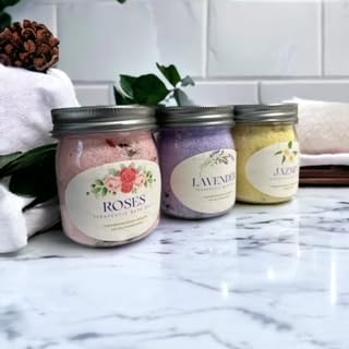 Miniatura 2 de Bath salts,Bath soak gift set 3 pcs,soaking salts for women relaxing, Body and foot soak,lavender,Jazmin and roses,3 scents bath salt,rich in