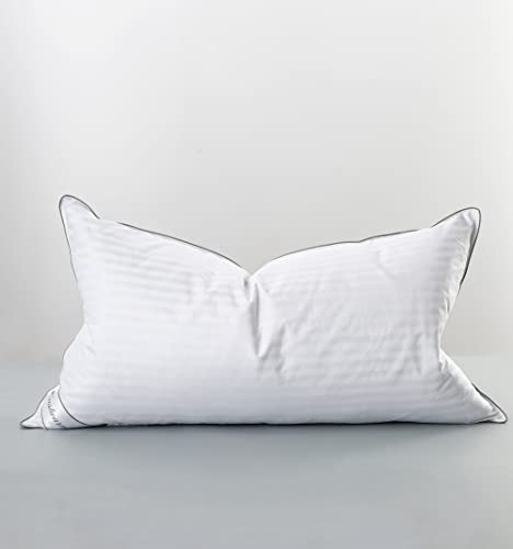 Eastwarmth Goose Feather Down Pillow for Sleeping, 100% Cotton Cover King (20X36IN) Bed Pillow Stripe White 1 Pack