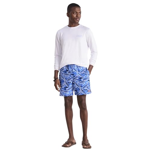vineyard vines Men's 7 Inch Printed Chappy Swim Trunks, Tide Blue Fishing2