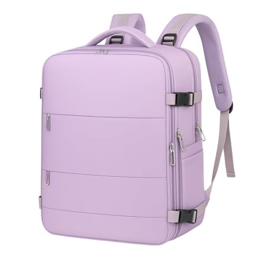 [ASSISTA O VÍDEO] Mochila Viagem Avião Aeroporto Low Cost Ergonômica à Prova D'água Reforçada Bagagem de Mão (Lilás, GRANDE 30 LITROS) - CODATECH