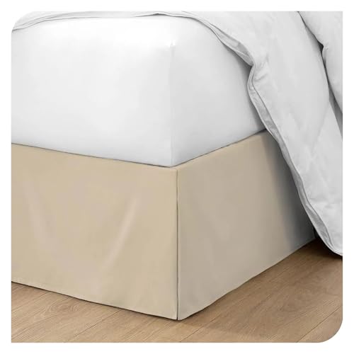 ZGCrumphant Gonna da Letto su Misura, Morbida e Confortevole, con Pieghe, in Tessuto Antipiega, Alta 15 Pollici per Letto(Beige,160x190 x 35 cm)