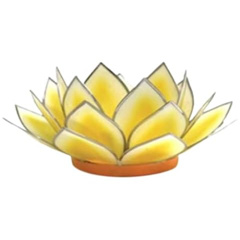 Om Gallery Dahlia Lotus Tealight Holder, Yellow Cover