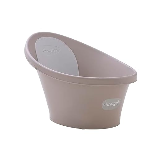 Shnuggle Newborn Baby Bath | Built in Support Bump and Soft Backrest | Suitable from Newborn | Bath Seat Support Includes Plug | Taupe