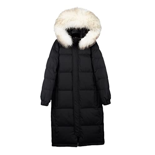 Doudoune à col en fourrure beige raton laveur manteau d'hiver premium pour femme