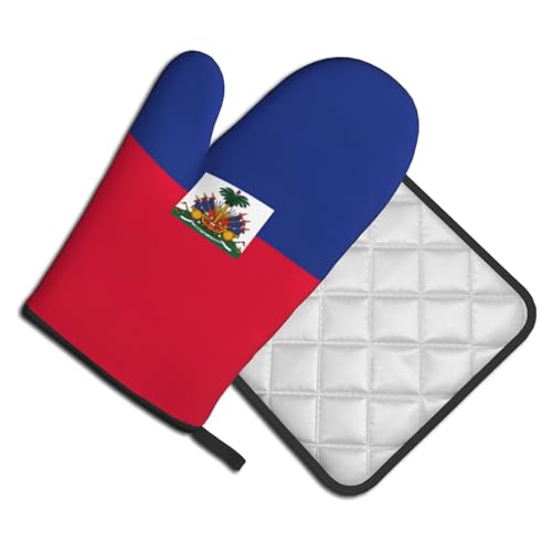 Haitian Flag Kitchen Oven Glove - Oven Mitts and Pot Holders, Kitchen Oven Gloves for Microwave, Baking, - immagine 3