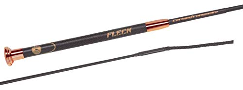 Fleck William Hunter Equestrian - Frustino da Dressage Carbon Composit, 140 cm, Colore Nero/Oro Rosa