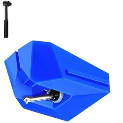 ATN95E - Aguja de repuesto para reproductor de vinilo AudioTechnica ATLP120X con cepillo, se adapta a la serie de cartuchos VM95 para proporcionar un sonido claro y preciso (azul)