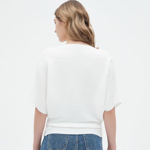 Image of EDSTAR Women Dolman Batwing Sleeves Knitted Sweaters Winter Boat Neck Pullovers Tops