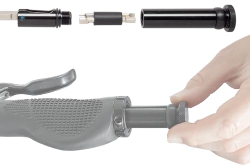 M-Wave Unisex – Erwachsene 18809781 Fahrrad Multitool Werkzeug, im Lenker, 15 Funktionen, S2-Stahl, für 18,5–20 mm, mit Kettennieter & Tubeless-Set, im Aluminiumgehäuse, InGrip, Schwarz
