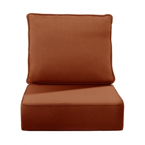 Image of 6 inch Thick Outdoor Chair Cushions, 24 x24 Inch Patio Furniture Cushions with Water Resistant & Removable Cover, UV Resistant, 30D High Density Sponge Patio Cushion, Orange