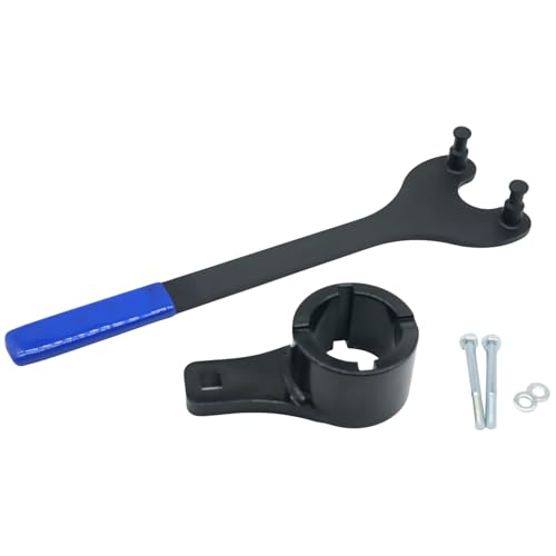 RJSJRAD Crankshaft Damper Pulley Holding Holder Harmonic Tool & Universal Camshaft Pulley Holder Wrench Compatible with 22RE, 2RZ, 3RZ, 3.0L 3.3L V6, 4.0L 4.3L 4.7L V8 Engines