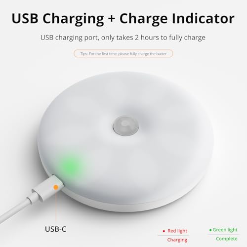 Image of Motion Sensor Indoor Cupboard Light, Wireless USB Rechargeable LED | 8 LED Night Light, Under Cabinet Lighting, For Wardrobe Kitchen Counter