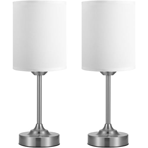 Image of Touch Control Cordlss Table Lamp, USB-C Rechargeable Lamp with Stepless Dimming, 4000mAh Battery Operated Bedside Lamp for Bedroom, Living Room, Night Light & Emergency Lighting, Silver, 2 Pack