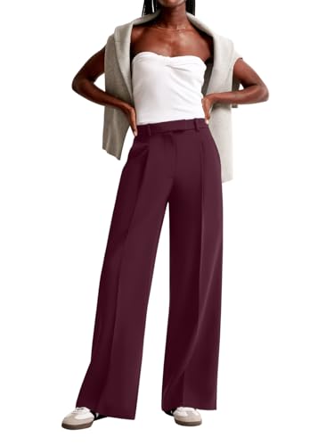 Image of NIMIN Women Wide Leg Pants High Waisted Dressy Work Trousers Business Casual Palazzo Pants with Pockets