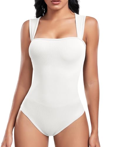 Tuopuda Fajas Reductoras Mujer Body Reductor Faja Reductora Adelgazante Abdomen Ribbed Bodies Moldeadores Control de Barriga(Blanco,M)