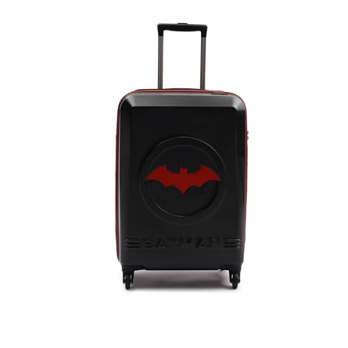 Image of YAYAVAR Batman Trolley Suitcase - 90L, Cabin Luggage with 8 Spinner Wheel, Hard Shell Polycarbonate Suitcase, Number Lock, Water Resistant, Luggage Bag for Travel (Red & Black, 67cm, Medium)