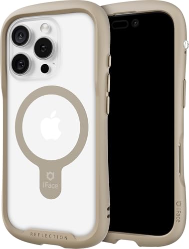 Coque iPhone 16 Pro antichoc MagSafe iFace verre trempé transparente beige réfléchissant
