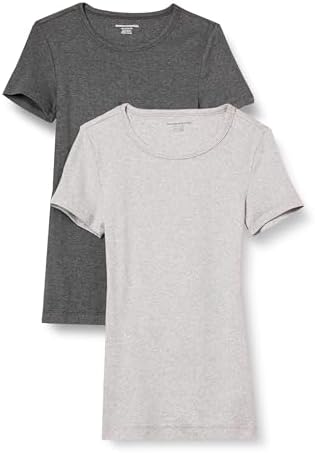 Amazon Essentials Women’s Slim-Fit Short-Sleeve Crewneck T-Shirt, Pack of 2