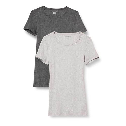 Image of Amazon Essentials Women's Slim-Fit Short-Sleeve Crewneck T-Shirt, Pack of 2