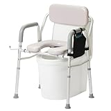 ELENKER Raised Toilet Seat with Padded Seat and Backrest, Elevated Toilet Seat Raiser for Elderly and Disabled