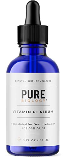 Pure Biology Premium Vitamin C Serum (30%) with Hyaluronic Acid, Vitamin E