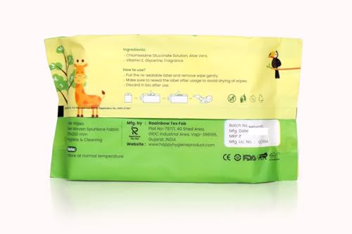 Image of Happy Premium Baby Wipes Export Quality with Aloe Vera & Vitamin E Alcohol-Free, Dermatologically Safe & pH Balanced | Gentle Skin Care for Newborns & Toddlers | Flip-Top Lid for Lasting Moisture (1, 72 count (Pack of 1))