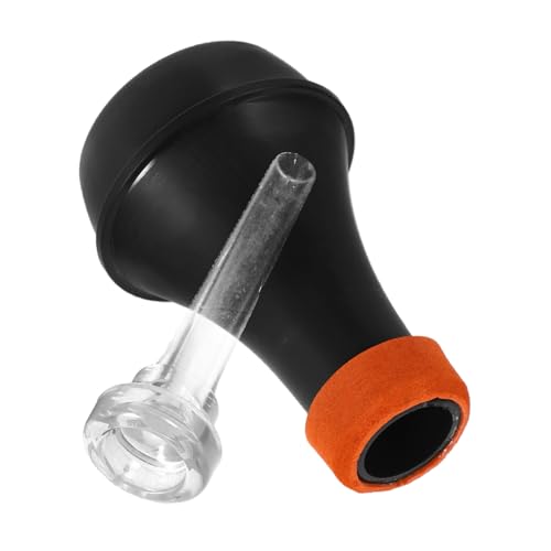 CIMAXIC Mini Trumpet Practice Mouthpiece Set Lightweight Plastic Trumpet Mute for Brass Instruments Orange Black Kit