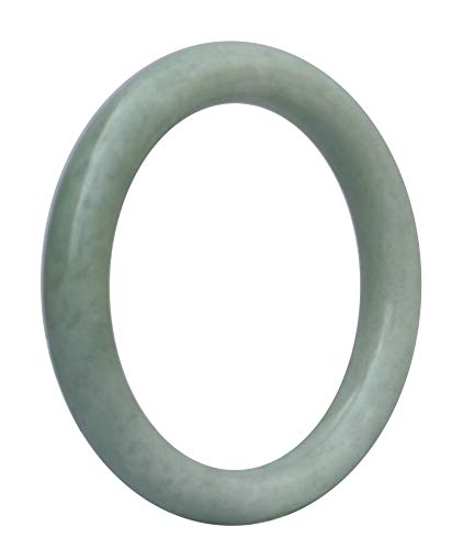 Bracelet jonc jade vert naturel 61-62 mm blanc vert clair, bijou femme en pierre véritable.