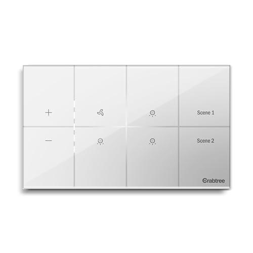 Image of Havells Crabtree iSense Smart Monoblock Touch Panel with1 Fan regulator, 3 ON /OFF switch, 2 Scene (White) I Compatible with 4M Gang Box I Mesh connectivity I Compatible with Alexa, Google Home