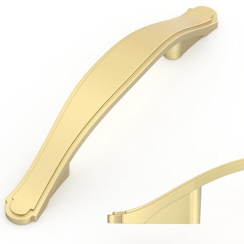 Image of Asidrama 6 Pack 3 Inch(76mm) Brushed Gold Cabinet Pulls Heavy-Duty Solid Kitchen Cabinet Handles Gold Dresser Drawer Hardware for Bathrooms Cabinets