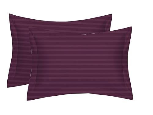 Image of 220 Cotton Feel Glace Cotton Double Bedsheet with 2 Pillow Cover (90x90 inch) Wine