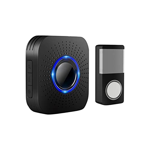 Fiudx Wireless Doorbell Waterproof Mini Doorbell Doorbell Wireless Kits with Receivers Multi-Function Smart Doorbell Easy to Install (Black)