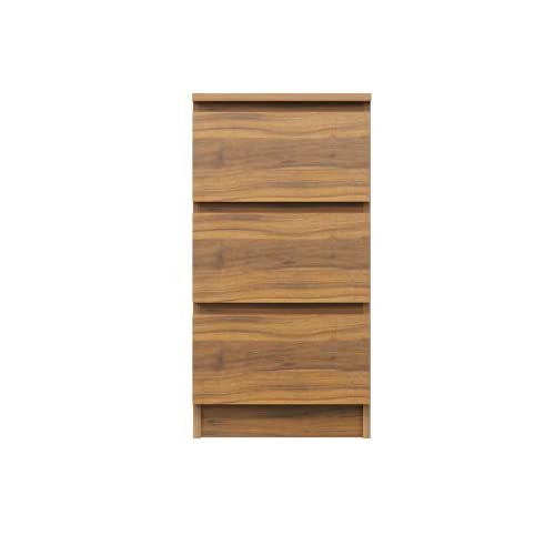 Image of VIKI Dresser with 3 Drawers, Chest of 3 Drawers,Clothes Storage, Organizer Unit for Bedroom, Hallway, Entryway,Easy Pull Drawers, Width 40cms, Brussel Walnut Colour | 1 Year Warranty