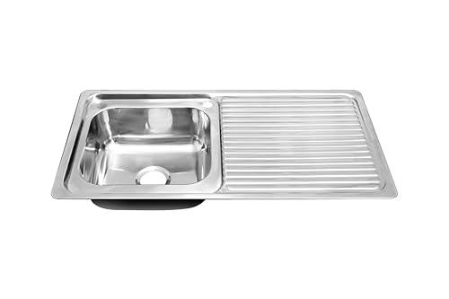 Naiture Drop-In Kitchen Sink, Rectangular Single Bowl Top Mount Sink, 21-Gauge 304 Stainless Steel, 39-3/8' X 20' with Right Drainboard and Single Hole