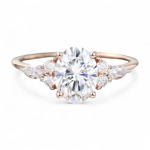 1.5 CT Moissanite Bridal Wedding Engagement Statement Ring 10K Yellow Gold plated Art Deco Cluster Ring Round And Marquise Cut Diamond Women Anniversary Jewelry Holiday Gifr for Wife