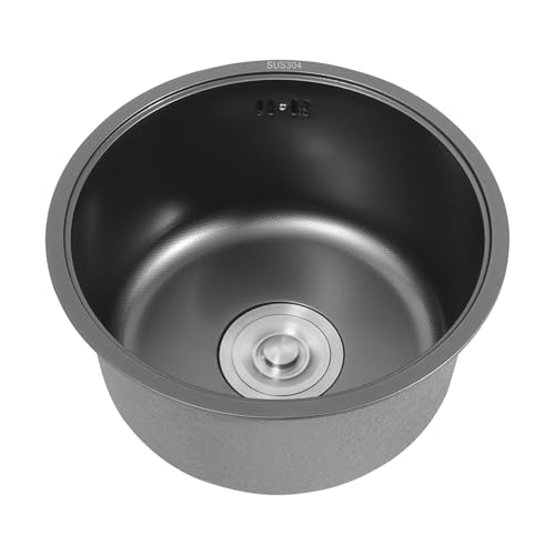 Lavello rotondo Ø 36 cm, lavello in acciaio inox, lavello da incasso, lavandino cucina, per appartamenti, ristoranti, bar, cucine, negozi di dessert