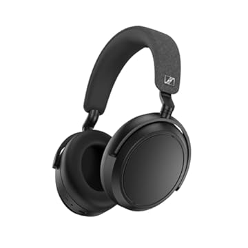 Fone de ouvido sem fio Sennheiser Momentum 4 – Fone de ouvido Bluetooth para chamadas cristalinas com cancelamento de ruído adaptável, vida útil da bateria de 60h, design leve dobrável – Preto)